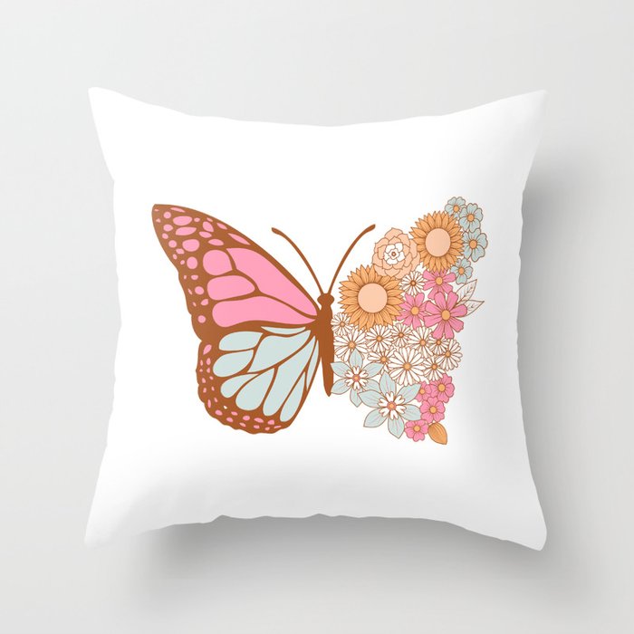 Vintage Floral Butterfly Throw Pillow Gallery Image 6