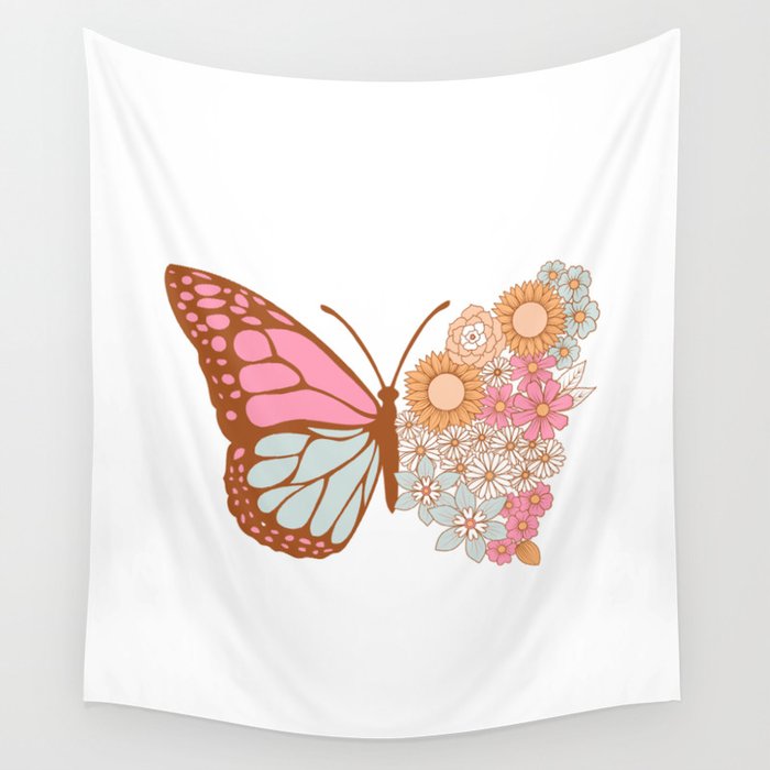 Vintage Floral Butterfly Wall Tapestry Gallery Image 1