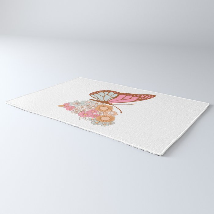 Vintage Floral Butterfly Rug Gallery Image 3