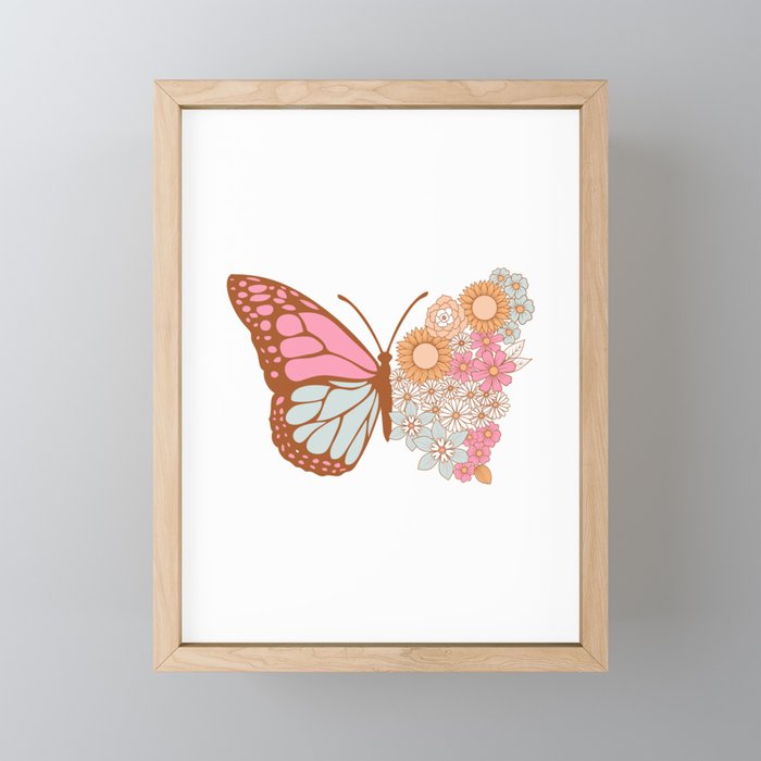 Vintage Floral Butterfly Mini Art Print Gallery Image 1