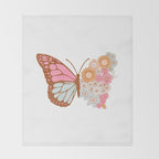 Vintage Floral Butterfly Throw Blanket Gallery Image 2