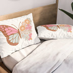 Vintage Floral Butterfly Pillow Sham Gallery Image 2