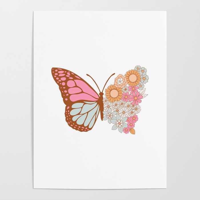 Vintage Floral Butterfly Poster Gallery Image 4