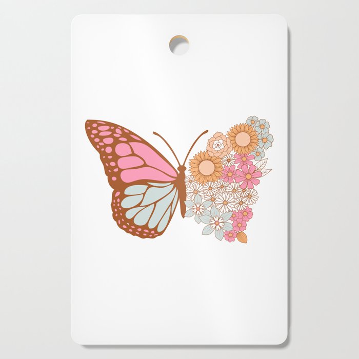 Vintage Floral Butterfly Cutting Board Gallery Image 1