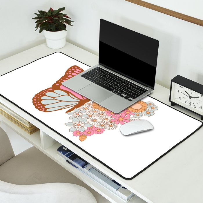 Vintage Floral Butterfly Desk Mat Gallery Image 2