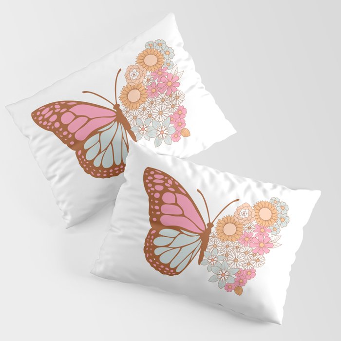 Vintage Floral Butterfly Pillow Sham Gallery Image 3