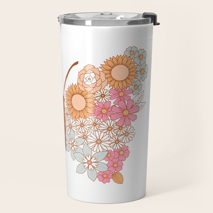 Vintage Floral Butterfly Travel Mug Gallery Image 2
