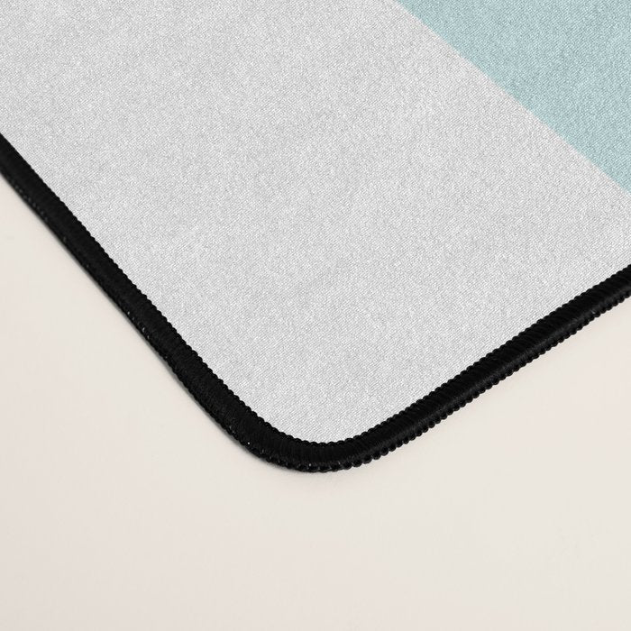 Duck Egg Pale Aqua Blue and White Wide Vertical Cabana Tent Stripe Desk Mat Gallery Image 4