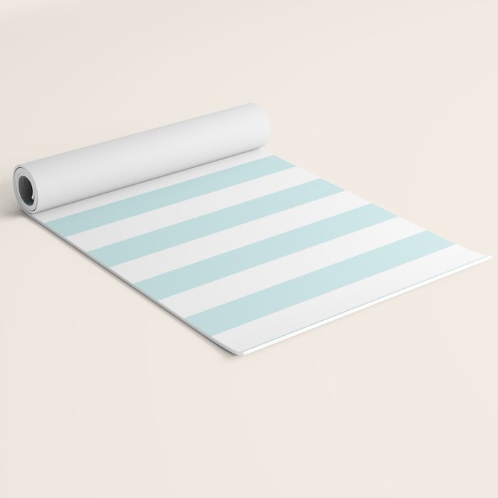 Duck Egg Pale Aqua Blue and White Wide Vertical Cabana Tent Stripe Yoga Mat Gallery Image 2