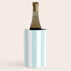 Duck Egg Pale Aqua Blue and White Wide Vertical Cabana Tent Stripe Wine Chiller Gallery Image 2