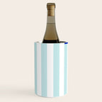Duck Egg Pale Aqua Blue and White Wide Vertical Cabana Tent Stripe Wine Chiller Gallery Image 3