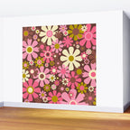 60s 70s Retro Floral Garden Cheerful Flower Pattern in Brown Pink Avocado Wall Mural Gallery Image 2
