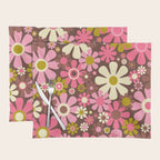 60s 70s Retro Floral Garden Cheerful Flower Pattern in Brown Pink Avocado Placemat Gallery Image 1