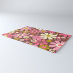60s 70s Retro Floral Garden Cheerful Flower Pattern in Brown Pink Avocado Rug Gallery Image 3
