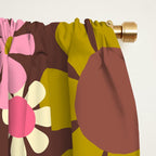 60s 70s Retro Floral Garden Cheerful Flower Pattern in Brown Pink Avocado Window Curtain Gallery Image 2