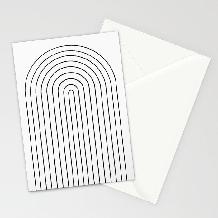 Minimal Arch IV Black and White Modern Geometric Lines Stationery Card Gallery Image 2