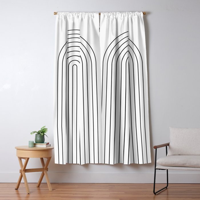 Minimal Arch IV Black and White Modern Geometric Lines Window Curtain Gallery Image 5