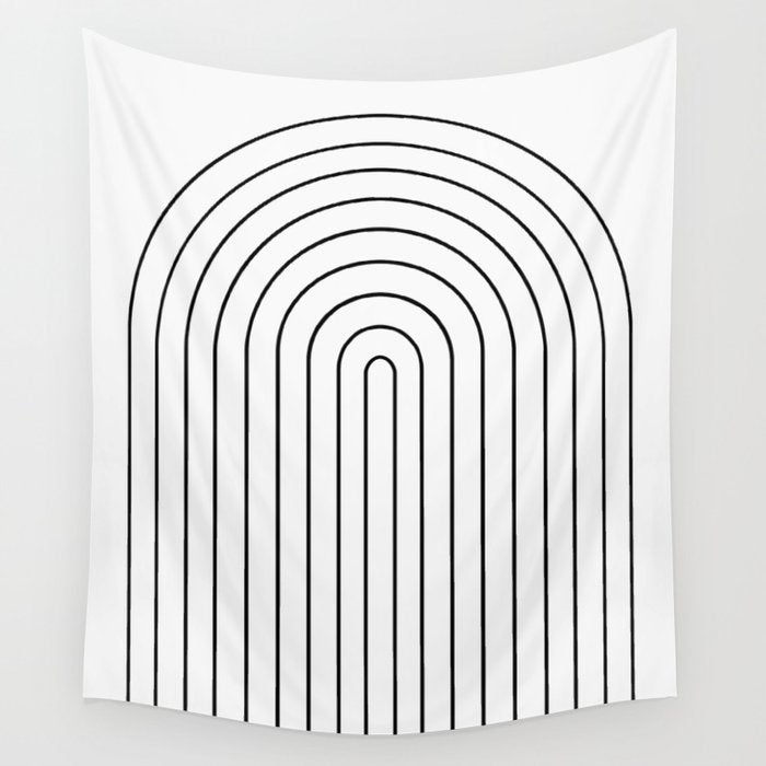 Minimal Arch IV Black and White Modern Geometric Lines Wall Tapestry Gallery Image 4