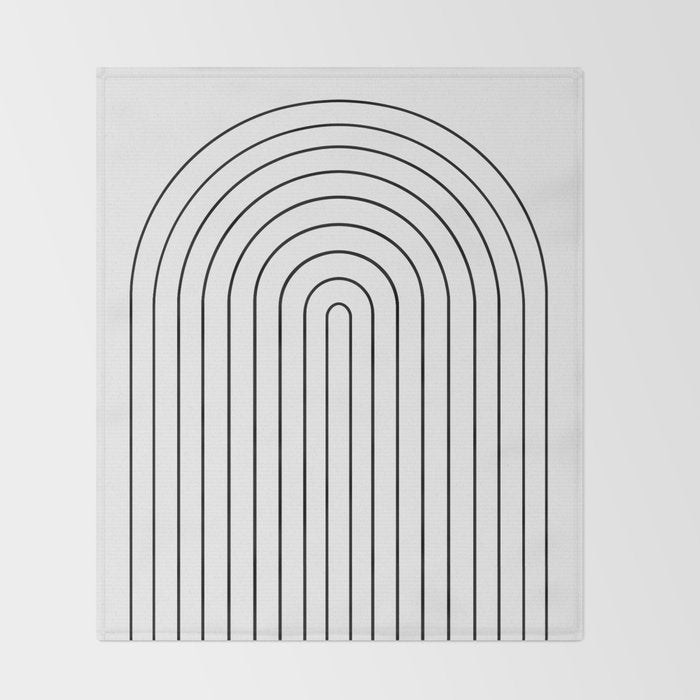 Minimal Arch IV Black and White Modern Geometric Lines Throw Blanket Gallery Image 2