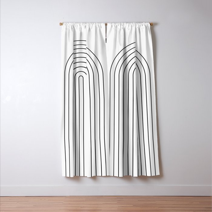 Minimal Arch IV Black and White Modern Geometric Lines Window Curtain Gallery Image 3