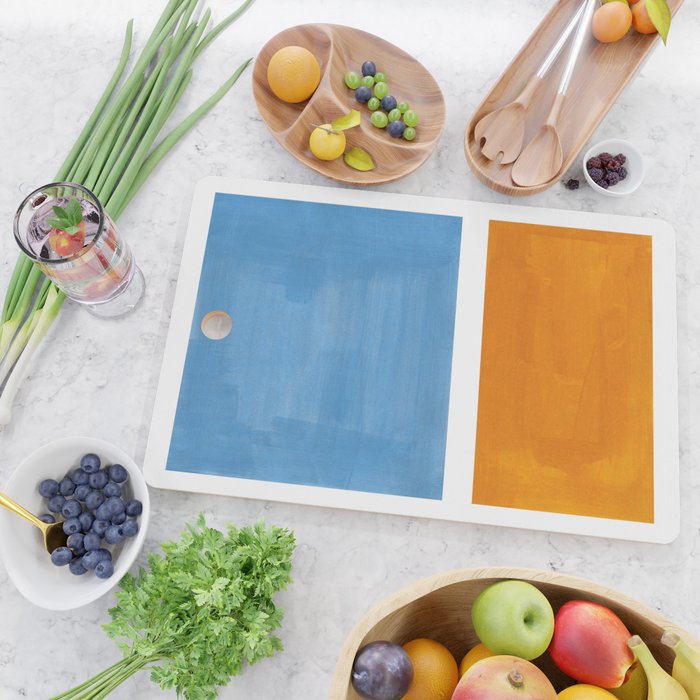 Rothko Minimalist Abstract Mid Century Color Black Square Periwinkle Yellow Ochre Cutting Board Gallery Image 2