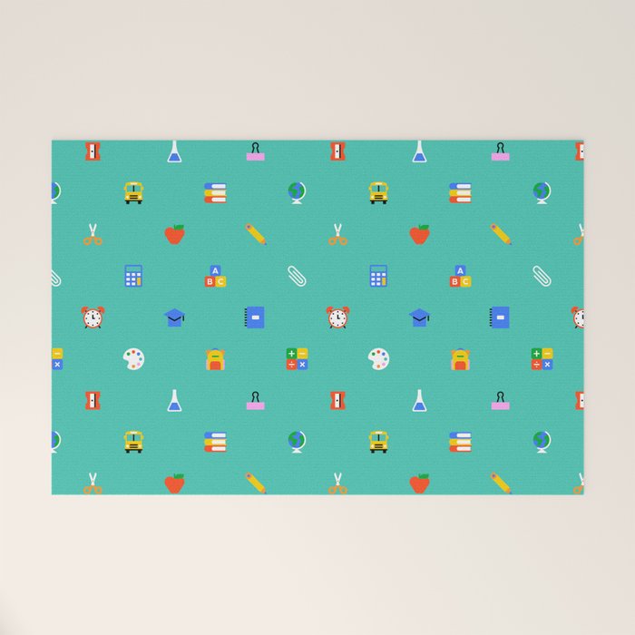 Colorful back to school sticker icon pattern Welcome Mat Gallery Image 1