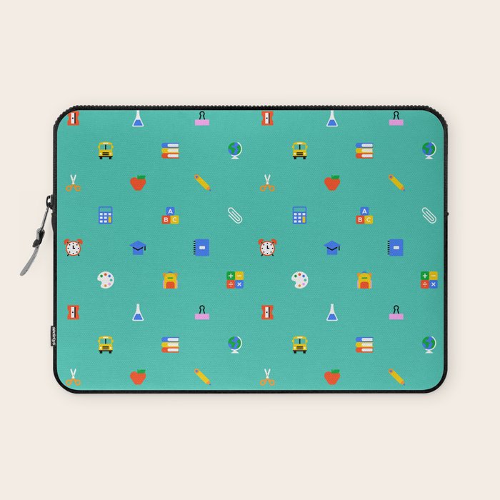 Colorful back to school sticker icon pattern Laptop Sleeve Gallery Image 1