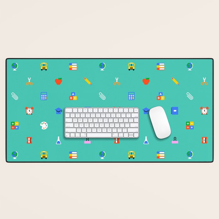 Colorful back to school sticker icon pattern Desk Mat Gallery Image 1