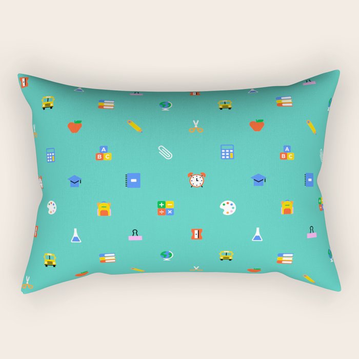 Colorful back to school sticker icon pattern Rectangular Pillow Gallery Image 1