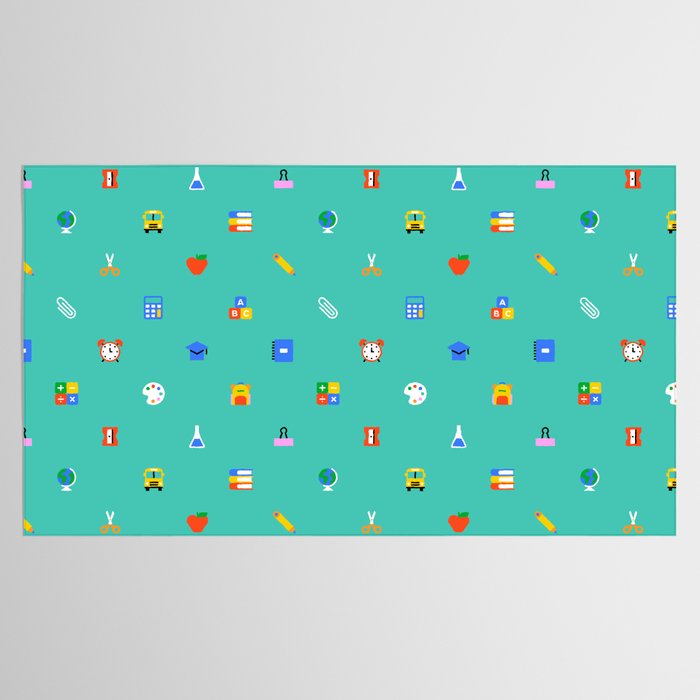 Colorful back to school sticker icon pattern Tablecloth Gallery Image 2