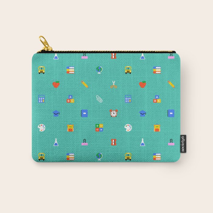 Colorful back to school sticker icon pattern Carry All Pouch Gallery Image 1