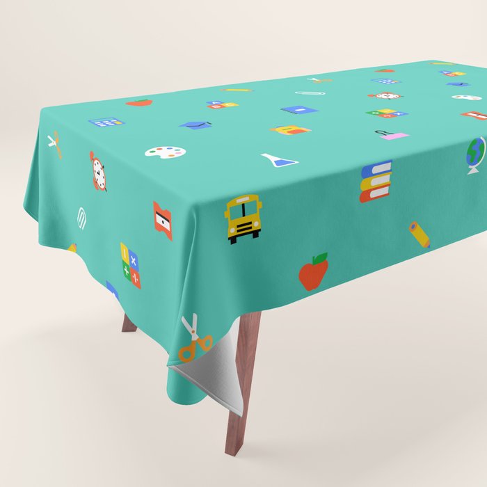 Colorful back to school sticker icon pattern Tablecloth Gallery Image 1