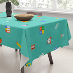 Colorful back to school sticker icon pattern Tablecloth Gallery Image 3