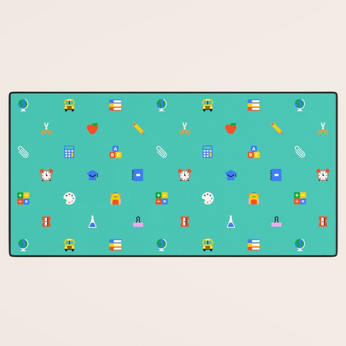 Colorful back to school sticker icon pattern Desk Mat Gallery Image 3