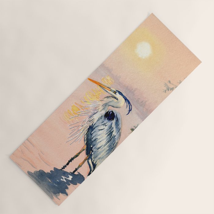 Great Blue Heron at Sunset Yoga Mat Gallery Image 1