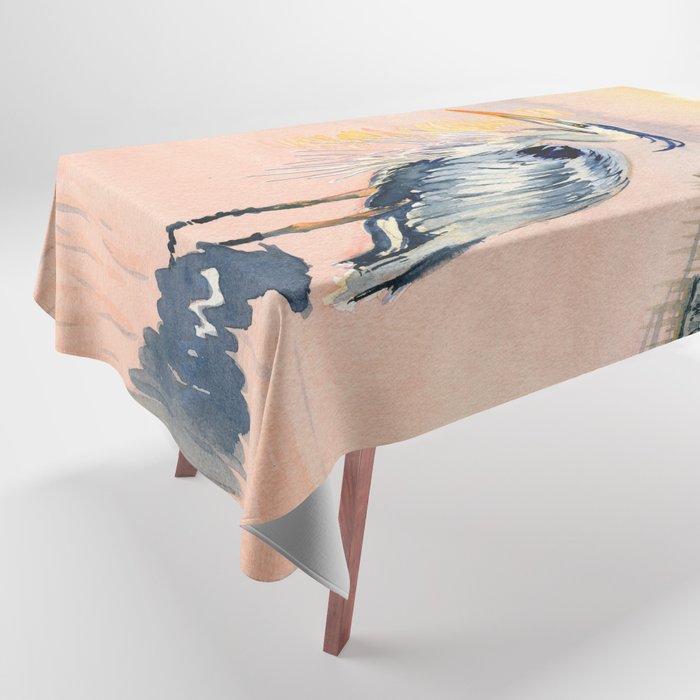 Great Blue Heron at Sunset Tablecloth Gallery Image 1