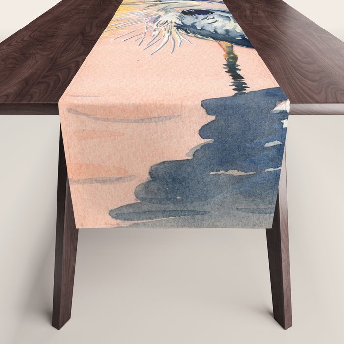 Great Blue Heron at Sunset Table Runner Gallery Image 1