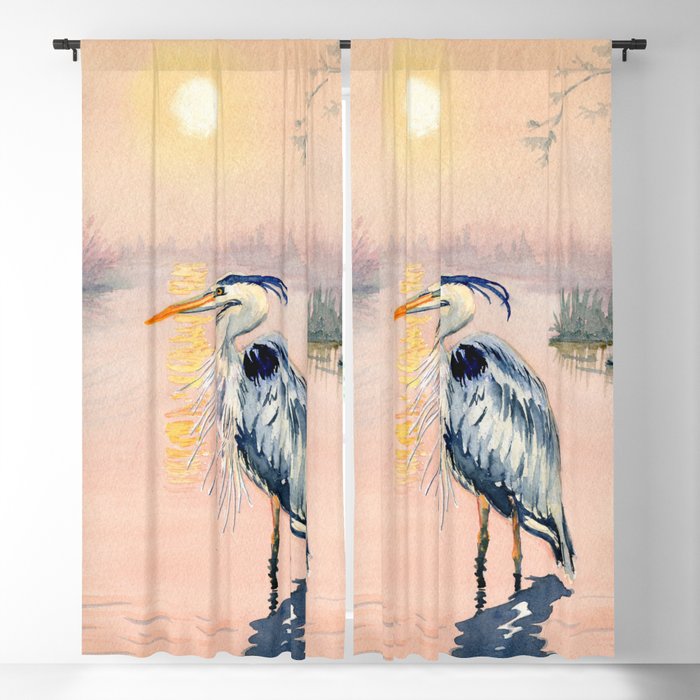 Great Blue Heron at Sunset Window Curtain Gallery Image 5