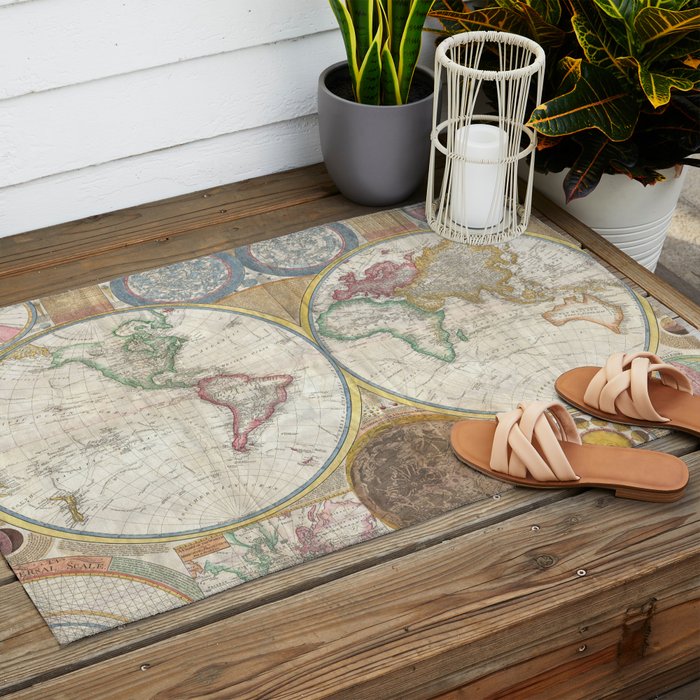 ancient map of the world Outdoor Rug Gallery Image 2