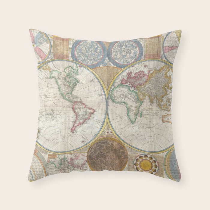 ancient map of the world Throw Pillow Gallery Image 6