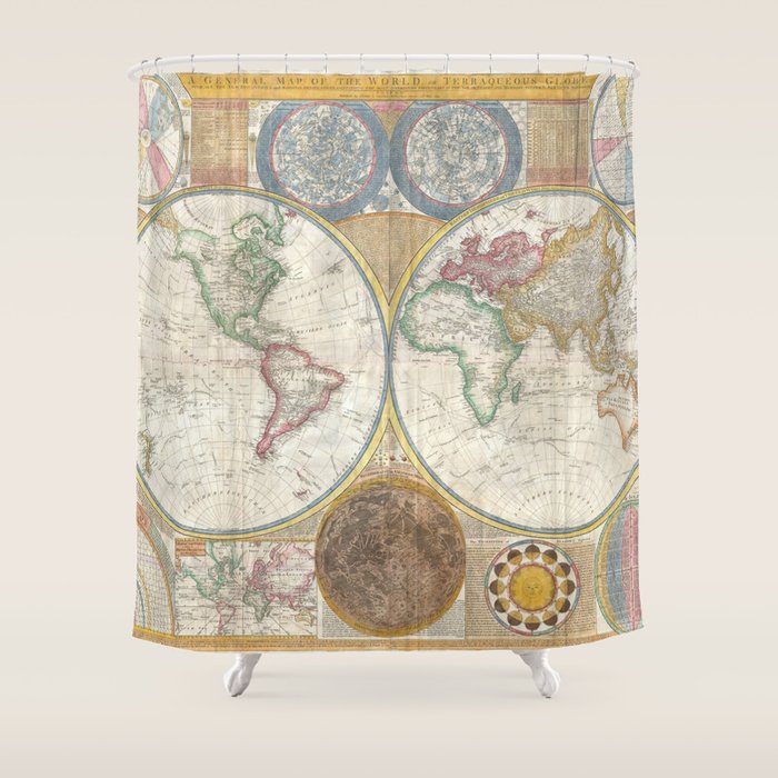 ancient map of the world Shower Curtain Gallery Image 1