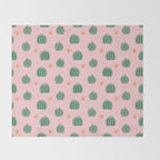 Vintage succulent cactus plant pattern Throw Blanket Gallery Image 2