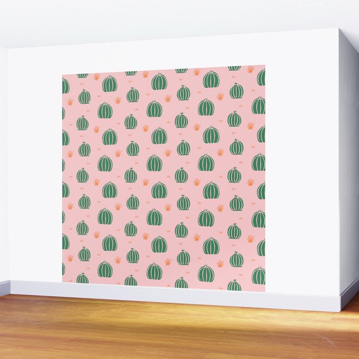 Vintage succulent cactus plant pattern Wall Mural Gallery Image 2