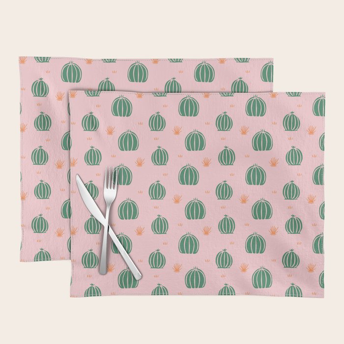 Vintage succulent cactus plant pattern Placemat Gallery Image 1