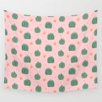 Vintage succulent cactus plant pattern Wall Tapestry Gallery Image 4
