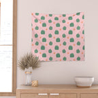 Vintage succulent cactus plant pattern Wall Tapestry Gallery Image 2