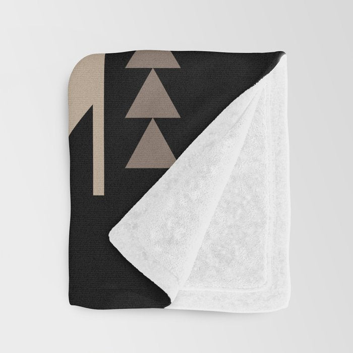 Southwestern Pattern 132 Black and Beige Throw Blanket Gallery Image 3