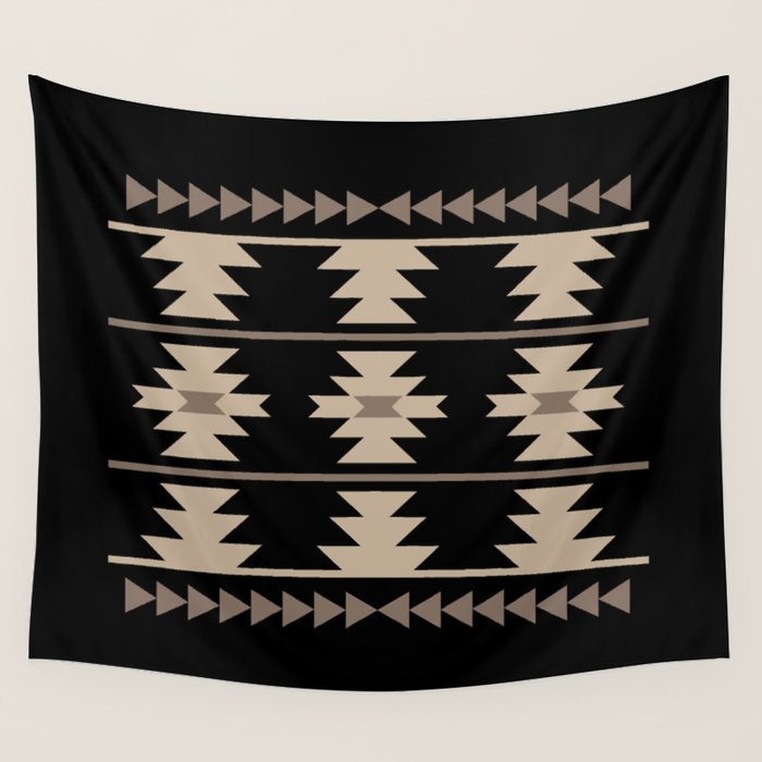 Southwestern Pattern 132 Black and Beige Wall Tapestry Gallery Image 4