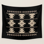 Southwestern Pattern 132 Black and Beige Wall Tapestry Gallery Image 4