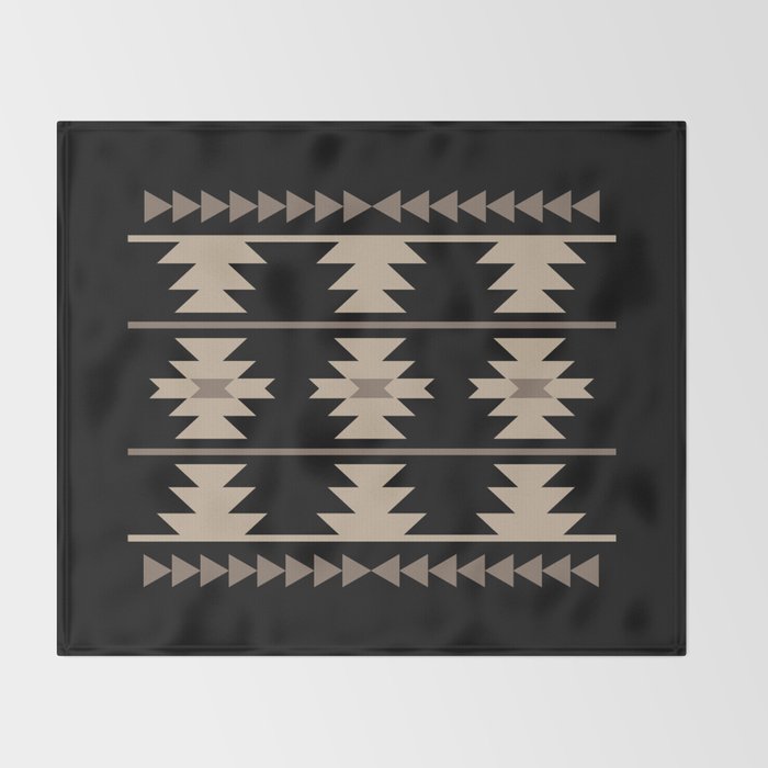 Southwestern Pattern 132 Black and Beige Throw Blanket Gallery Image 2